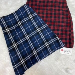 Plaid mini skirts